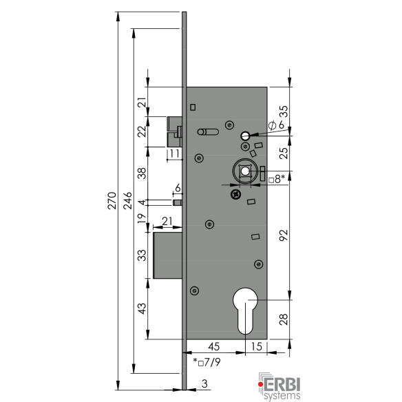 Zámek elektromechanický ERBI SAM EL 9245
